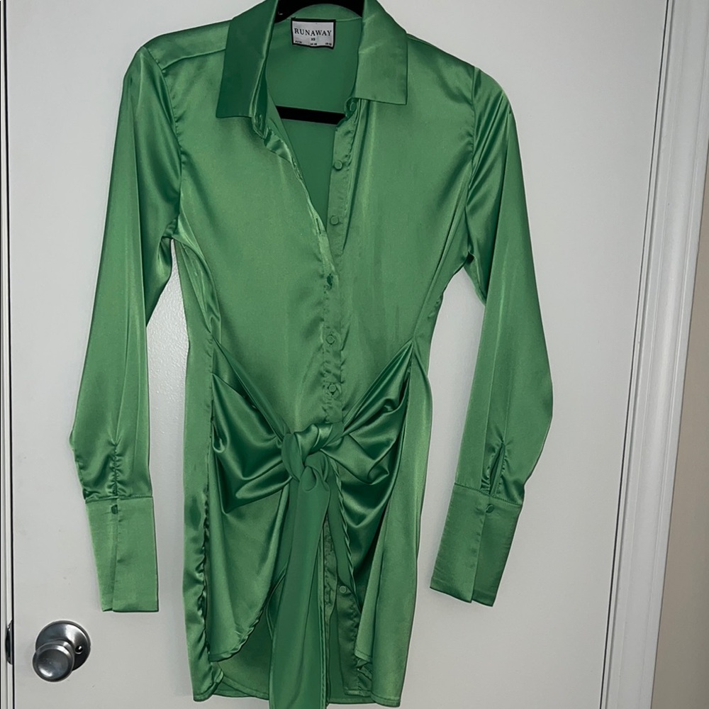 Green Satin Women's Top